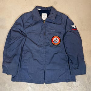 Vintage 90s US Navy Utility Deck Jacket Named Blue AFCS Patch Size 18S USN