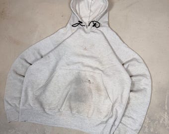 Carhartt Mens Vintage Distressed Hoodie Heather Gray Embroidered Logo Large