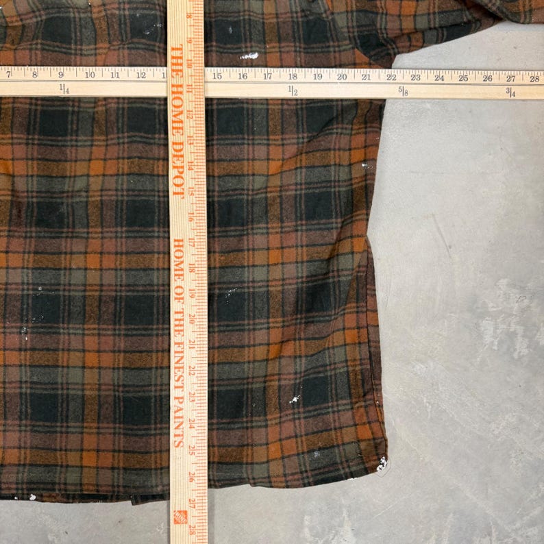 Vintage Pendleton Wool Board Shirt Mens M Brown shadow Plaid Paint Splatter 70s image 5
