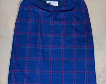 Pendleton Womens Blue Purple Plaid Virgin Wool Skirt Size 36 Vintage Made in USA
