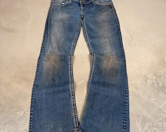 Silber Jeans Suki Hüfttasche Bootcut W31 L32 Blau Denim Mid Rise Kontrast Stitch