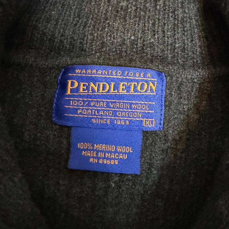 Pendleton Mens M Forest Green 100% Merino Wool Full Zip Ribbed Cardigan Sweater image 3