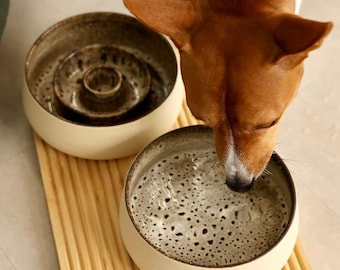 SlowFeeder keramische voerbak – handgemaakt aardewerk honden- en kattengerecht