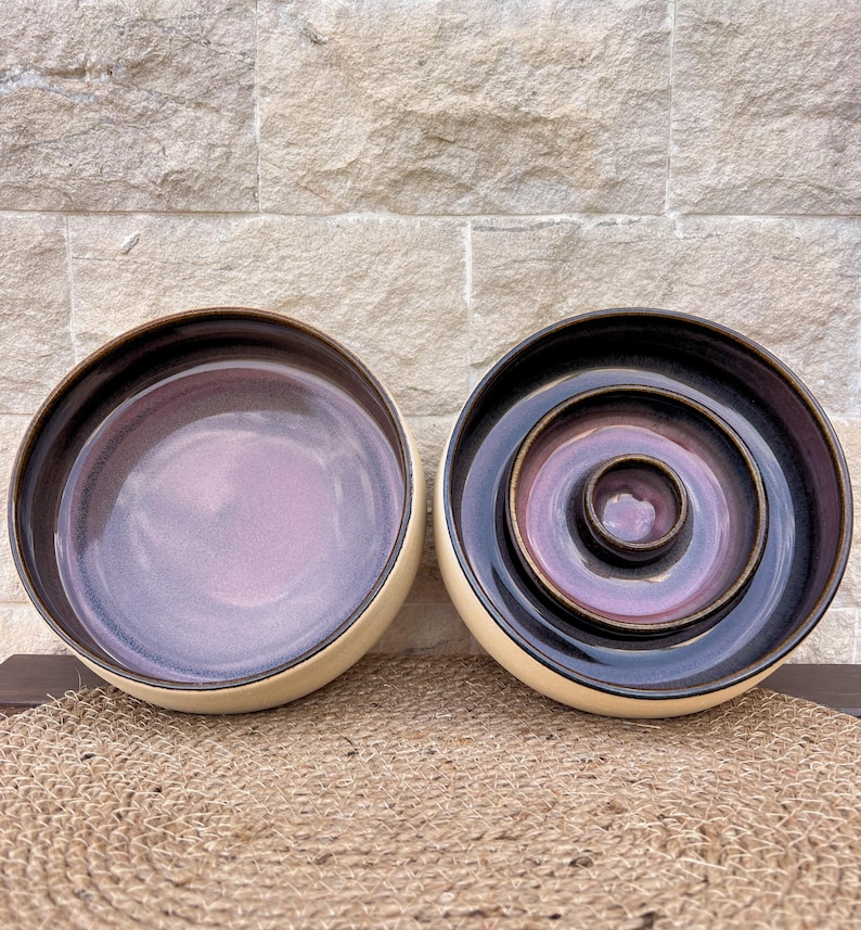 SlowFeeder Ceramic Pet Bowl – Handmade Stoneware Dog & Cat Dish Pink
