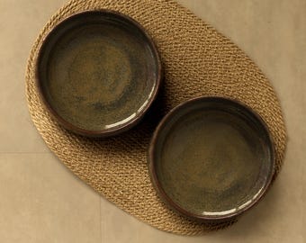 Handmade Stoneware Pet Bowl | Heavy Modern Pottery Dog Dish Made in Portugal
