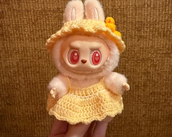 Crochet Labubu Dress and Flower Hat