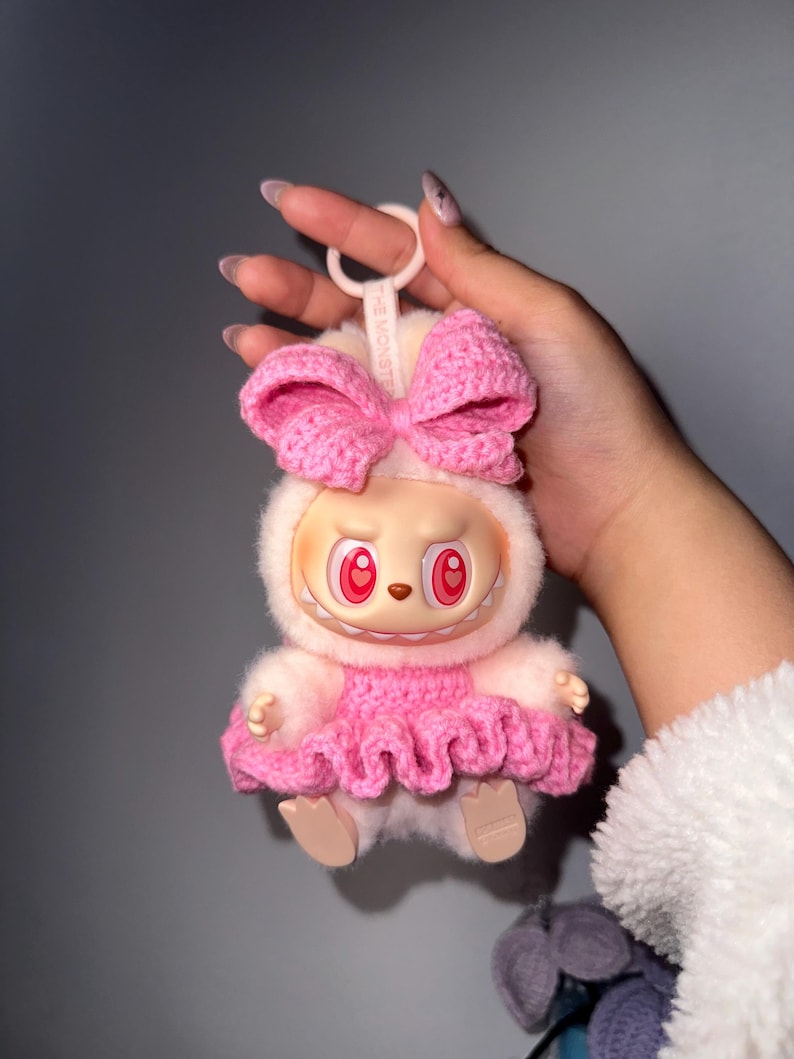Crochet Labubu Dress and Bow image 1