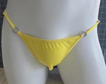 Men's Yellow Adjustable Ice Silk GString