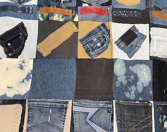 Upcycled Denim Duvet Pocket Bleached Acid Wash Jean Blanket/Quilt/Throw Streetwear Bedroom Decor | Repurposed & Raw SF