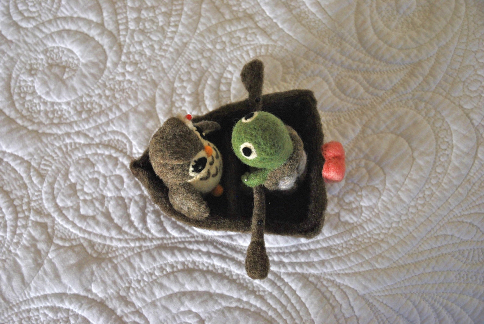 AdoraWools Owl and Turtle in a Row Boat wedding cake topper Etsy