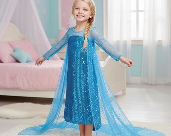 アナと雪の女王エルサのコスチューム、氷のプリンセスの誕生日ドレス