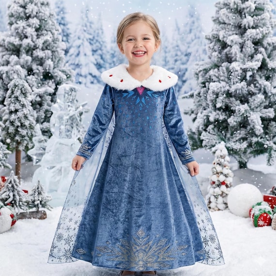 navy blue dress for baby girl Princess of Arendelle Elsa The Snow Queen Costume Girls Dress