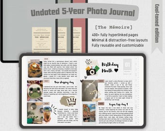 Undated 5-Year Digital Photo Journal | Muted Gray, Hyperlinked (GoodNotes, Notability, Xodo)