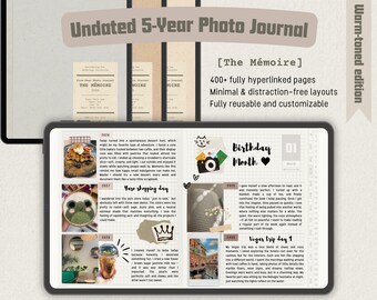 Undatiert 5 Jahre Foto Digital Journal | In warmen Tönen, mit Hyperlinks (iPad, GoodNotes)