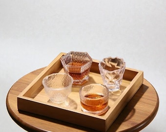 Japanese Whiskey Tasting Glass Set | Textured Mini Shot Cups 30–70ml | Assorted Artisan Shapes for Sake, Spirits & Home Bar Gifts