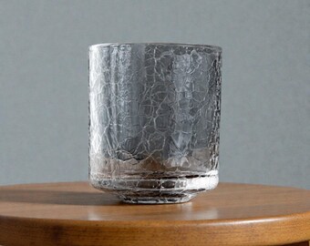 Japanese Crackle Whisky Glass 280ml | Handmade Style Whiskey Tumbler | Textured Rocks Glass for Bourbon Scotch Old Fashioned Gift