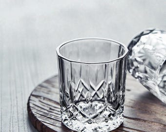 Japanese Whisky Glass Set, Crystal Old Fashioned Rocks Glass, Bourbon Scotch Handcrafted Lowball Barware, Unique Groomsmen Gift, 210ml 300ml