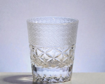 Hand Cut Japanese Whisky Glass Crystal Rocks Glass Bourbon Scotch Edo Kiriko Style Old Fashioned Glassware Unique Anniversary Gift for Him