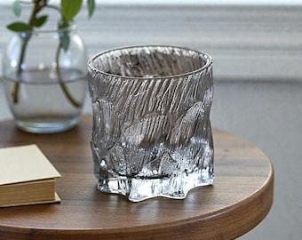 Hand Blown Textured Whisky Glass 260ml | Artisan Crystal Tumbler | Unique Ripple Design | Elegant Barware Cup | Gift For Whiskey Lovers