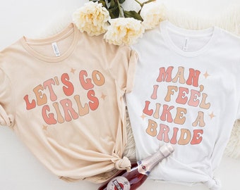 Getting Hitched Rowdy, Nashville Bachelorette, Group Bridal Wedding Bride Party Shirts,Bachelorette Party Shirts,Retro Babe And Bride Shirts