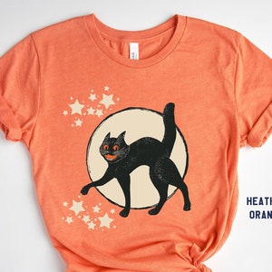 vintage halloween shirt, halloween tee, fall apparel, vintage shirt, vintage moon, vintage black cat, retro halloween, Halloween cat shirt