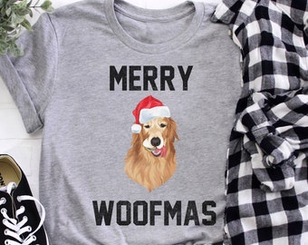 merry woof sweatshirt, merry sweatshirt,cute christmas shirt, women's chrismtas shirt, christmas clothing, merry and bright, ugly christmas