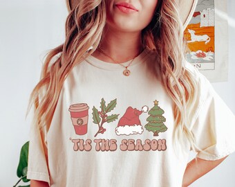 retro tis the season Christmas t-shirt, cute christmas tee, Christmas tee, holiday apparel, Holiday apparel, christmas