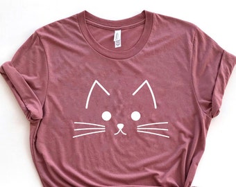 Cat Shirt Kitty Kitten T Shirt | I Love Cats | Funny Present | Animal Lover T-shirt | Whiskers Face | Cat Lover Cute Shirt I women, girl,cat