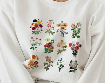 Boho wildflower, wildflower sweatshirt, vintage flowers botanical shirt, floral shirt, flower tee, vintage botanical shirt, plant mom gift