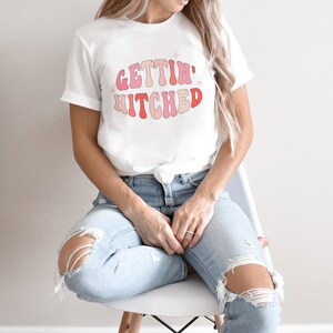 Getting Hitched Rowdy, Nashville Bachelorette, Group Bridal Wedding Bride Party Shirts,Bachelorette Party Shirts,Retro Babe And Bride Shirts image 2