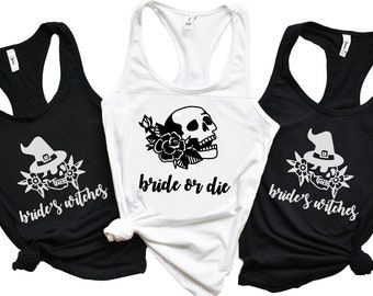 halloween bachelorette, bachelorette party shirts, matching tshirts, custom tshirt, fall bach party shirt, bride or die, bride ghoul, cute