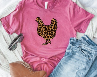 Chicken Shirt, Chicken Mom , leopard Chicken, Chicken Gifts,Farmer Shirts, Funny Shirts, Gift for Kids, Chicken Farmer Shirt Chicken Sweater
