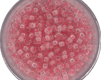 Perline di semi Miyuki 8/0 – Cristallo/Rosa ICL / Colore 8-207 / Perline di vetro per la creazione di gioielli / 5 o 10 grammi