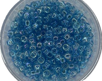 Cuentas de semilla Miyuki 8/0 – Topacio azul T/R / Color 8-260 / Cuentas de vidrio para joyería / 5 o 10 gramos