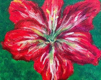 Lebendige texturierte Blume Wohnkultur handgemalte Original / Miniatur Leinwand 10x10 cm