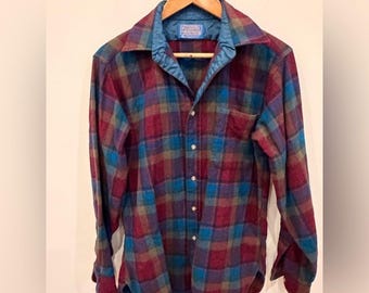 Vintage Pendleton-wolboardshirt geruit, in de VS gemaakt scheerwol heren, medium