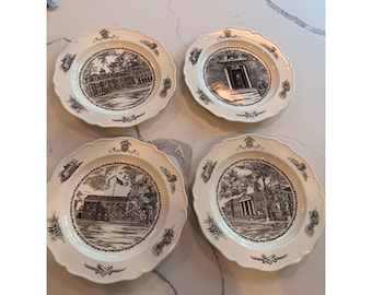 Juego de 4 platos antiguos de la Academia Militar Wedgwood Peekskill, Inglaterra.