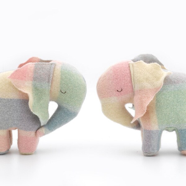 Vintage Baby Elephant Toy - Pastel Hues