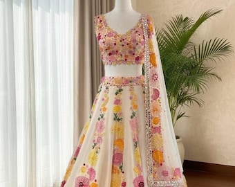 Floral Embroidered Lehenga Choli | Indian Wedding Outfit | Designer Ethnic Wear
