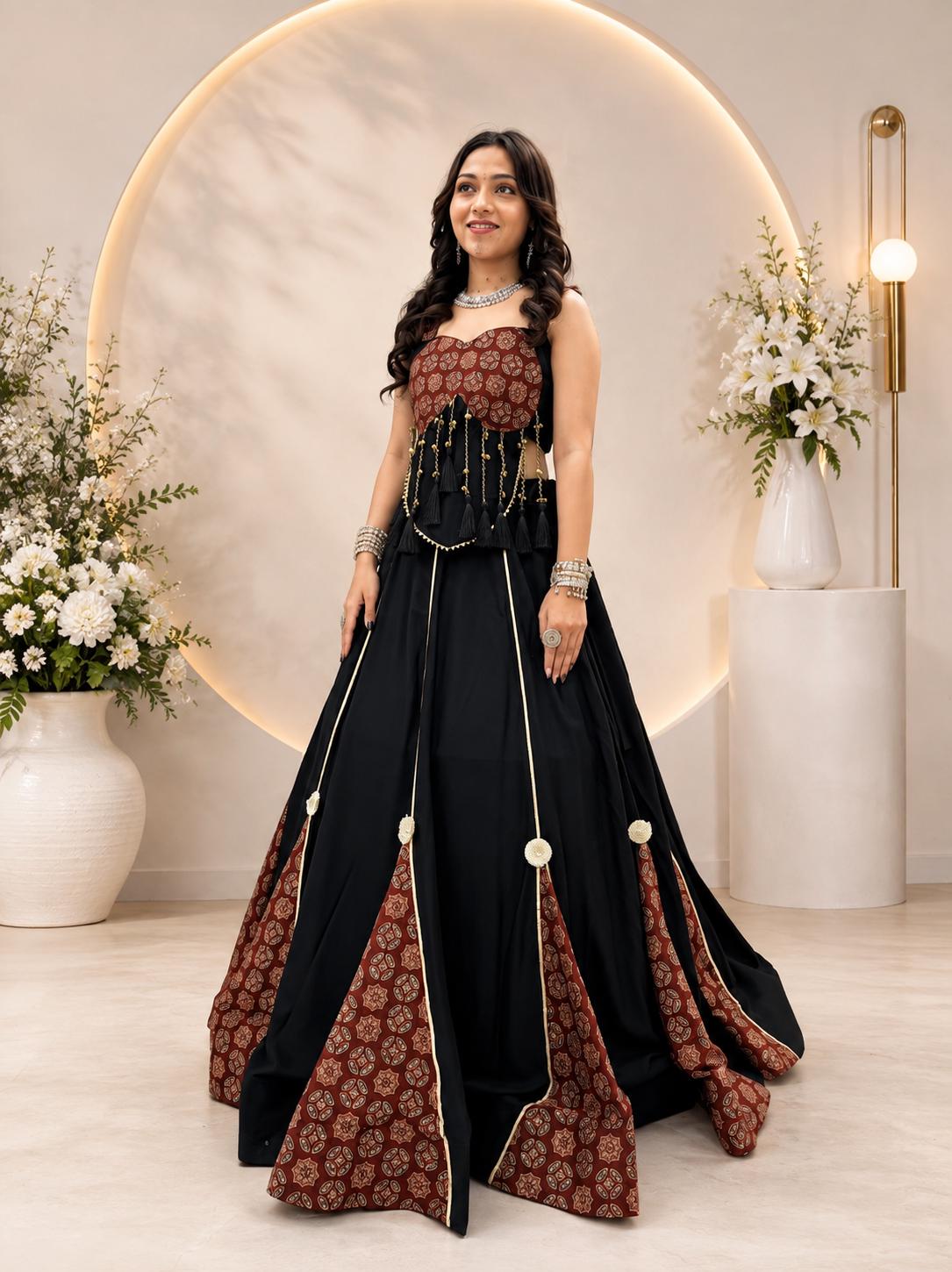 black indo western dress Dresses Width:Medium (D) KlavInca Black Rhinestone Cutout Long while matching gold hunter