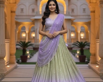 Lavender Lehenga Choli for Women, Designer Indian Wedding Outfit Ethnic Wear, Sequins Party Wear Lehenga, Bridesmaid Traditional Dress