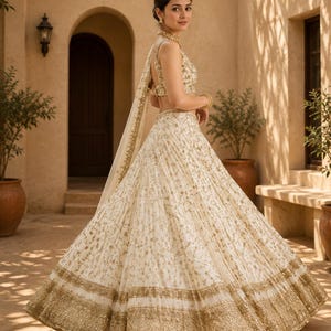 cream and gold indian wedding dress White Bridal pakistani bridal nikkah dress