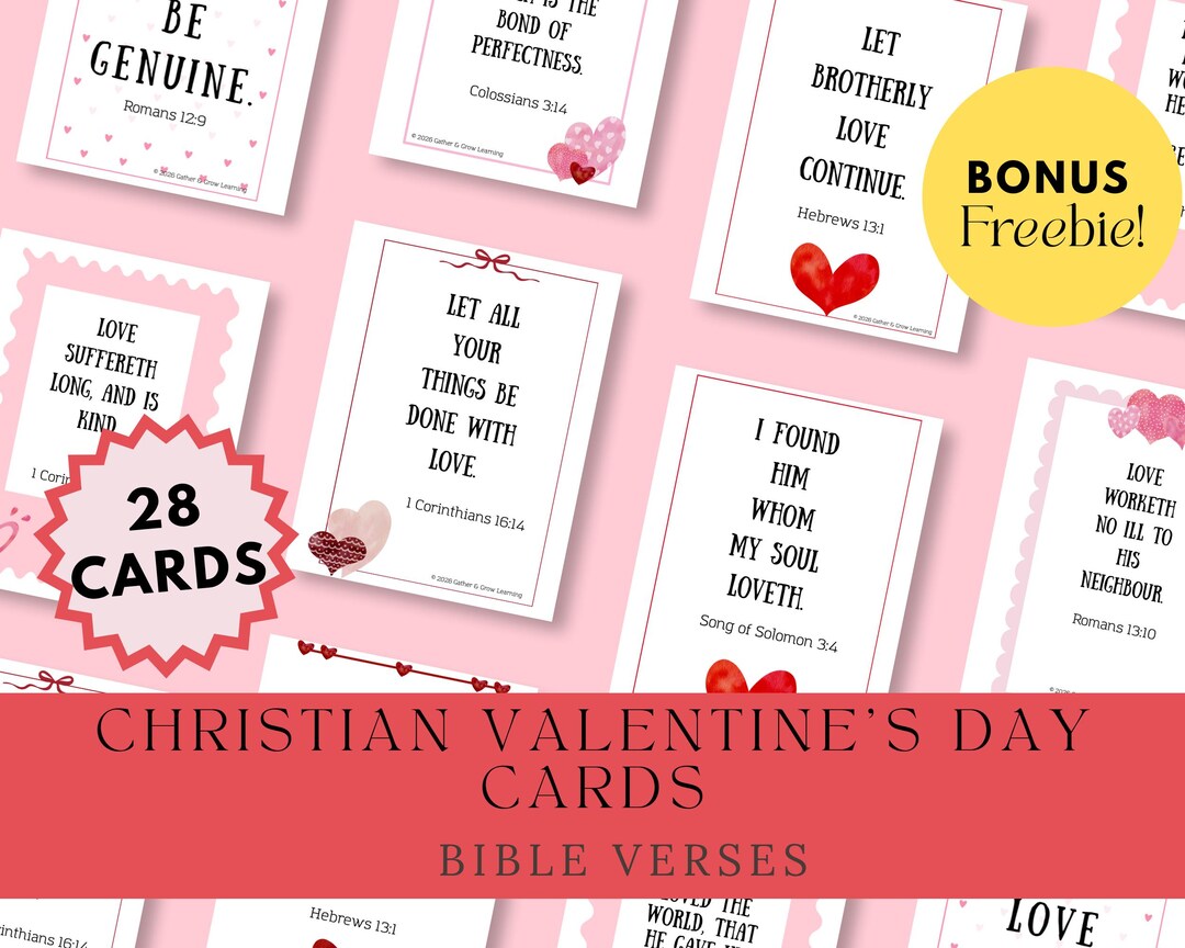 KJV Scripture Valentine Cards | Christian Kids Class, Verse Bookmarks ...