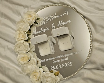 Personalised Wedding Ring Plate For Wedding, Engagement, Nikkah and Ceremony