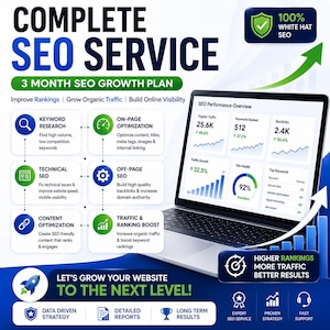 Service SEO complet | Optimisation SEO de site web | Recherche de mots-clés | SEO on-page et technique, positionnement sur Google et croissance du trafic organique