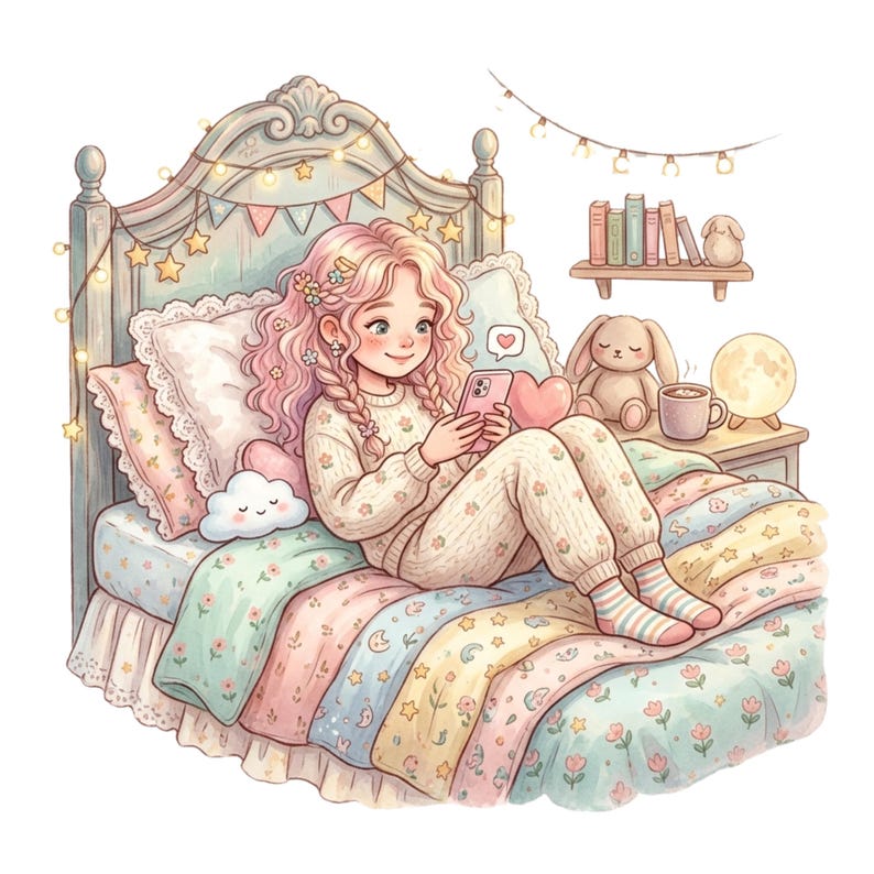 Cozy Girl Routine Cozy Girl Daily Routine Clipart Bundle | Aesthetic Self Care Planner ...