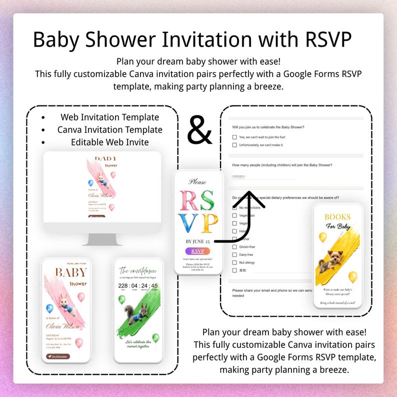 3D Animal Baby Shower Invitation, Interactive RSVP, Countdown, Registry ...
