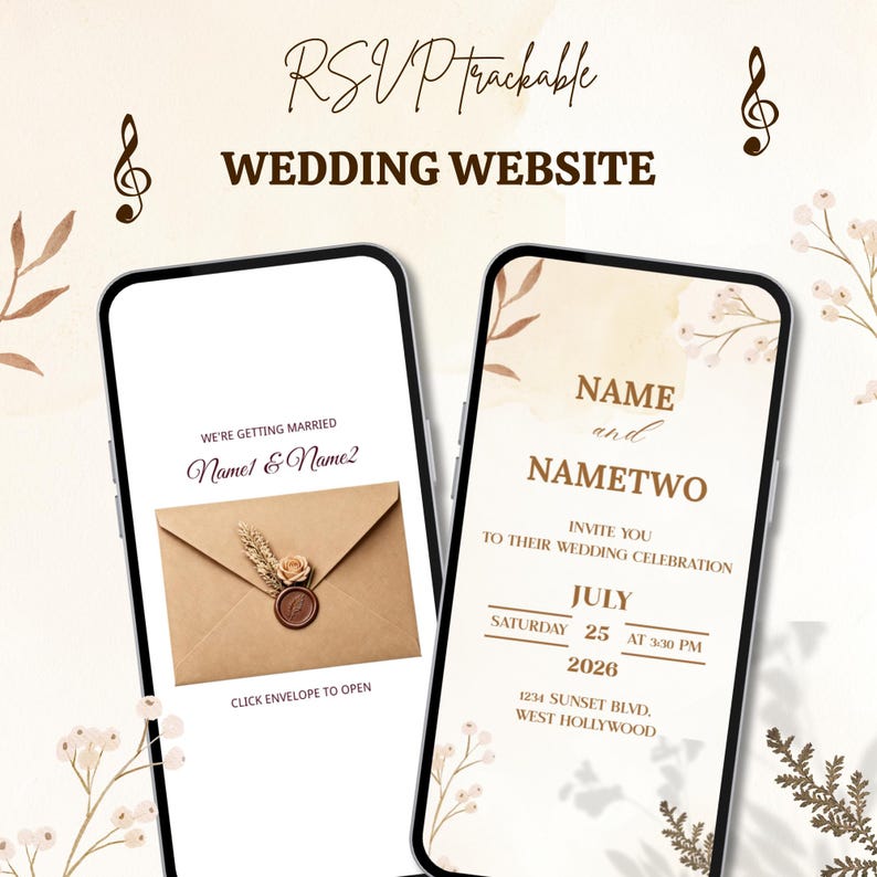 Animated Wedding Invitation Website | Trackable RSVP, Music (digital ...