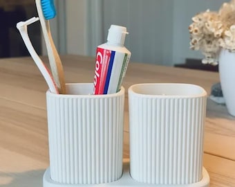 Minimalist Zahnbürstenhalter Organizer | Abnehmbare Tassen Badezimmer Aufbewahrung | Moderner Waschtisch Zahnpasta & Zahnbürsten Ständer