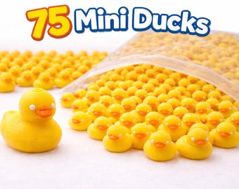 75 Mini 3D gedruckte Enten - winzige Kunststoff-Spielzeuge, Partygeschenke (1,2 cm)